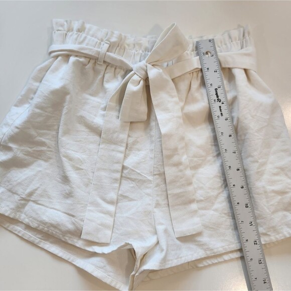 Lulu's Paper Bag Shorts Women's S Ivory Tie Waist Belt Loops - Picture 8 of 16